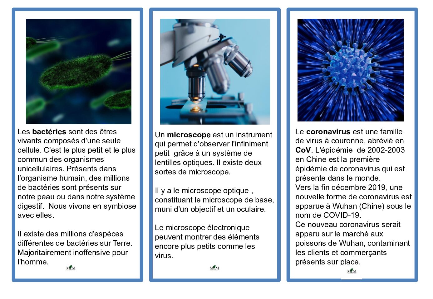Dépliants fiche explicative cov19